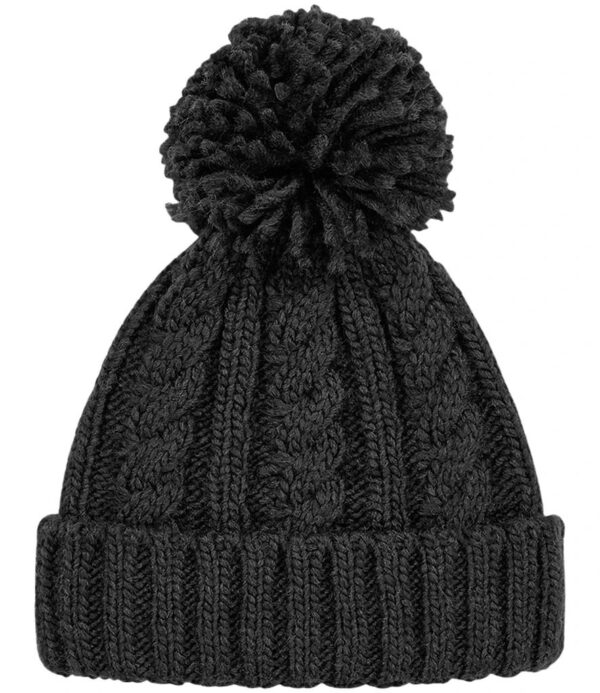 Cable Knit Melange Beanie, Black