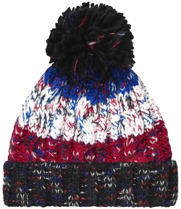 Corkscrew Pom Pom Beanie, Black Jacks