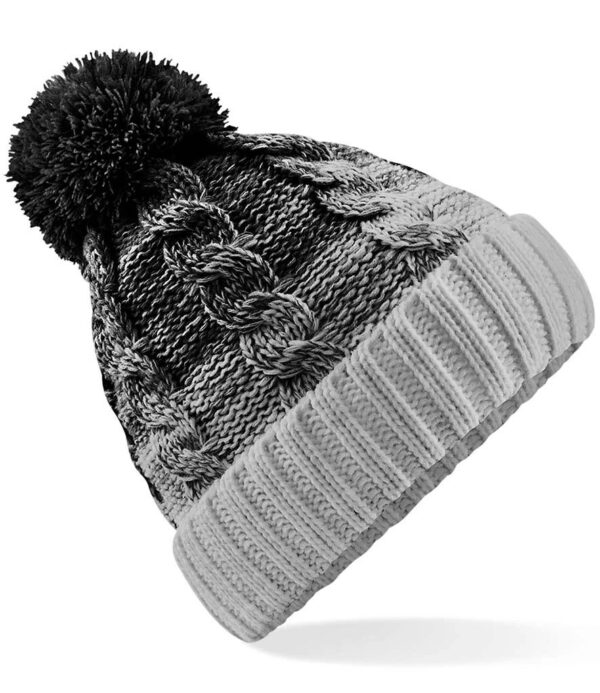Ombré Pom Pom Beanie, Black Light Grey