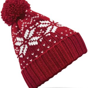Fair Isle Snowstar Beanie, Classic Red/White