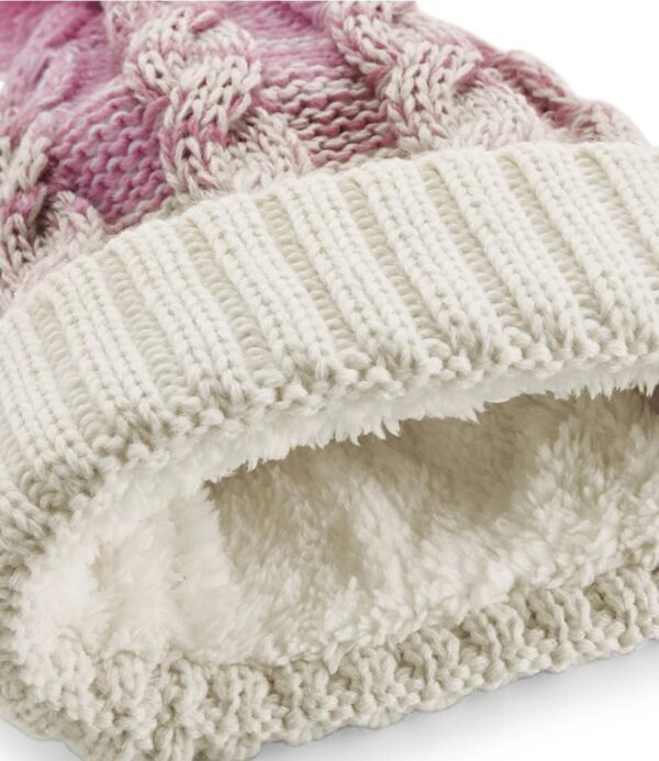 Ombré Pom Pom Beanie, Dusky Pink Off White