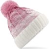 Ombré Pom Pom Beanie, Dusky Pink Off White