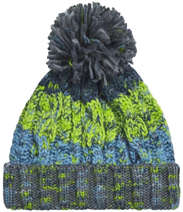 Corkscrew Pom Pom Beanie, Electric Grey