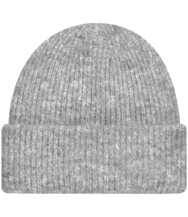 WH-BLANK-BN-UN-GreyMarl-front Cosy Ribbed Beanie, Grey Marl