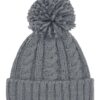 Cable Knit Melange Beanie, Light Grey