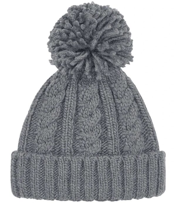 Cable Knit Melange Beanie, Light Grey