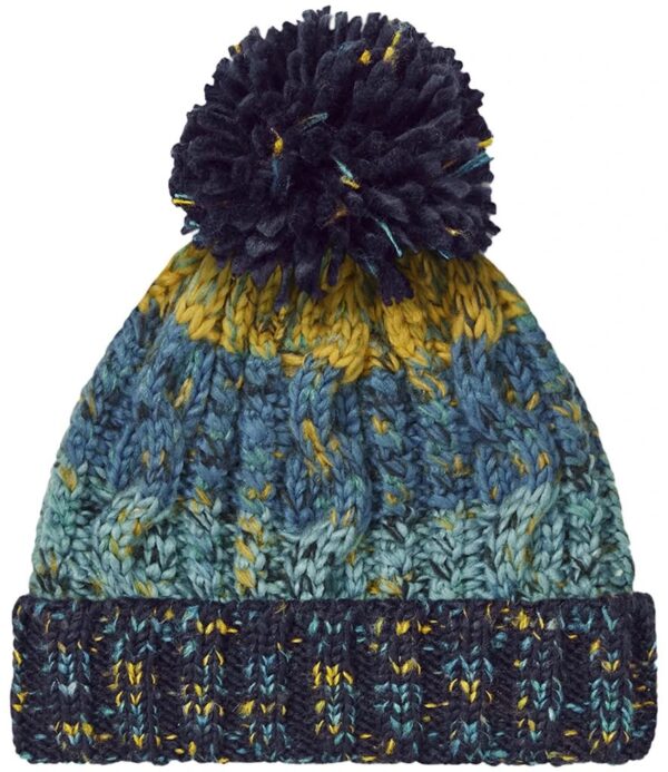 Corkscrew Pom Pom Beanie, Marina Splash
