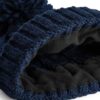 Cable Knit Melange Beanie, Navy
