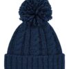 Cable Knit Melange Beanie, Navy