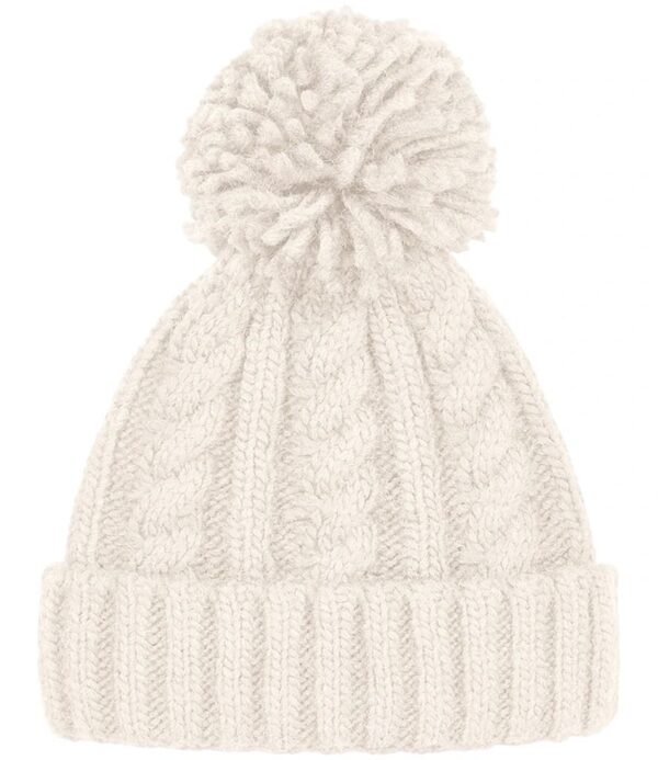 Cable Knit Melange Beanie, Oatmeal