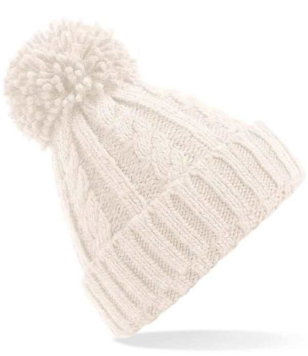 Cable Knit Melange Beanie, Oatmeal