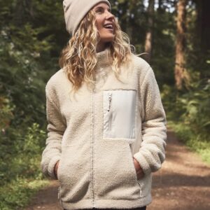 WH-BLANK-FL-UN-RV300-Natural-model-front Full Zip Borg Fleece, Natural
