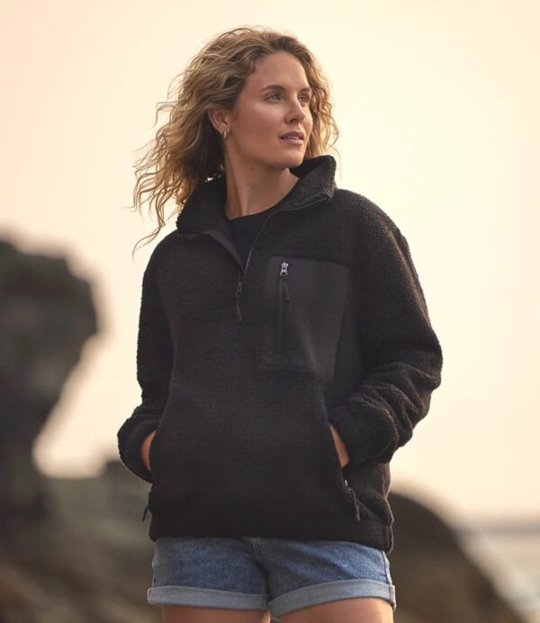 Quarter Zip Borg Fleece, Black