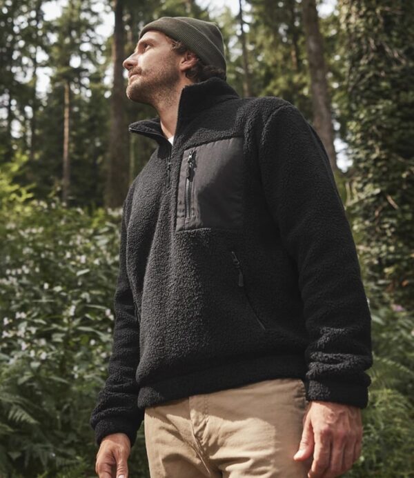 Quarter Zip Borg Fleece, Black