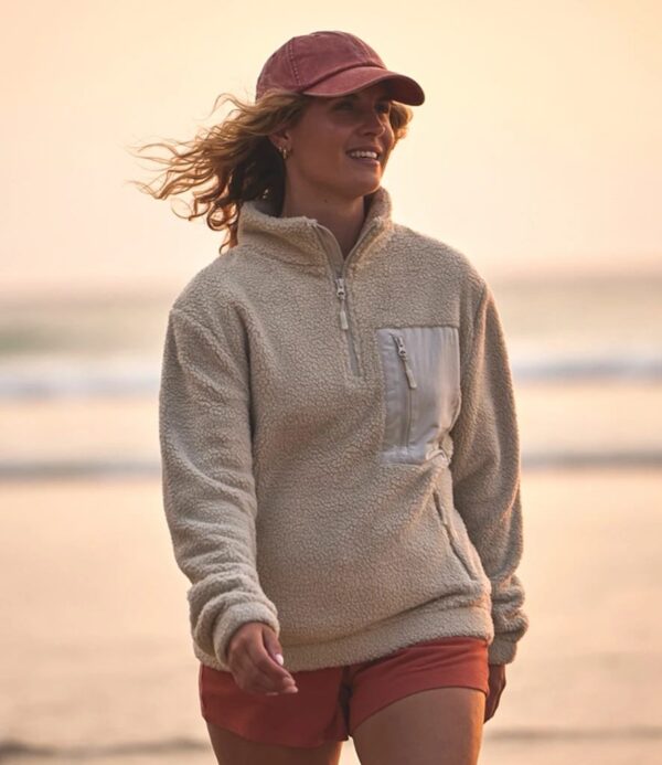 Quarter Zip Borg Fleece, Natural