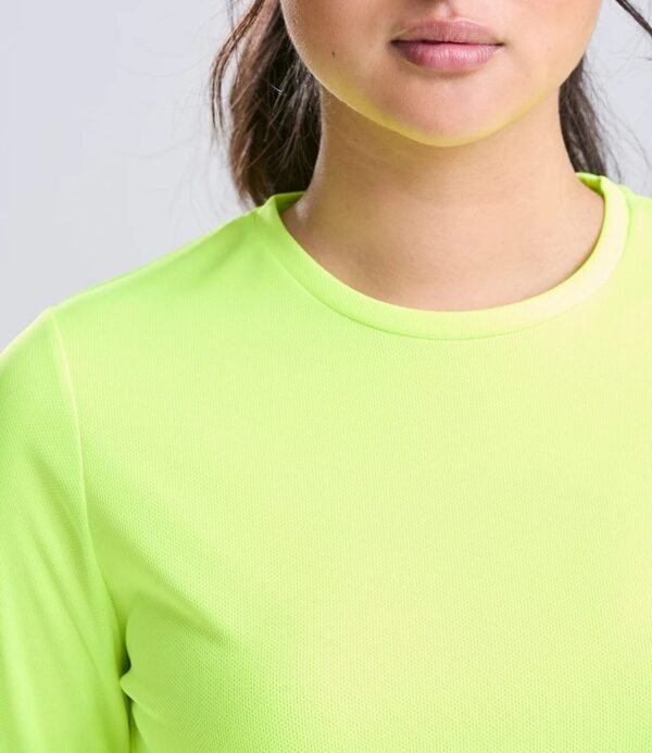 WH-BLANK-LS-LD-ElectricYellow-detail Women's Sport Long Sleeve Tshirt, Electric Yellow
