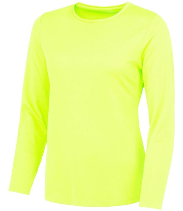 WH-BLANK-LS-LD-ElectricYellow-front Women's Sport Long Sleeve Tshirt, Electric Yellow