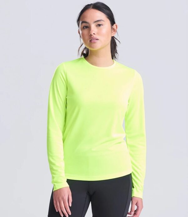 WH-BLANK-LS-LD-ElectricYellow-model-front Women's Sport Long Sleeve Tshirt, Electric Yellow