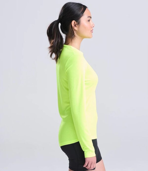 WH-BLANK-LS-LD-ElectricYellow-model-right Women's Sport Long Sleeve Tshirt, Electric Yellow