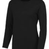 WH-BLANK-LS-LD-JetBlack-front Women's Sport Long Sleeve Tshirt, Jet Black