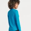 WH-BLANK-LS-LD-SapphireBlue-model-back Women's Sport Long Sleeve Tshirt, Sapphire Blue