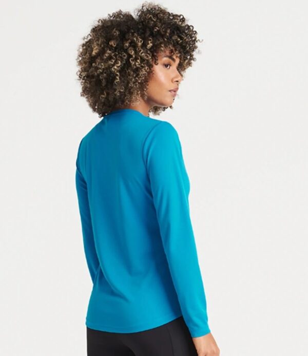 WH-BLANK-LS-LD-SapphireBlue-model-back Women's Sport Long Sleeve Tshirt, Sapphire Blue