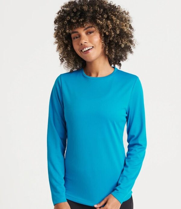 WH-BLANK-LS-LD-SapphireBlue-model-front Women's Sport Long Sleeve Tshirt, Sapphire Blue
