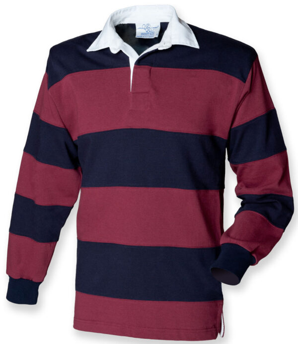 WH-BLANK-RG-UN-BurgundyNavy-front Striped Rugby Shirt
