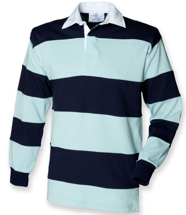 WH-BLANK-RG-UN-DuckEggNavy-front Striped Rugby Shirt