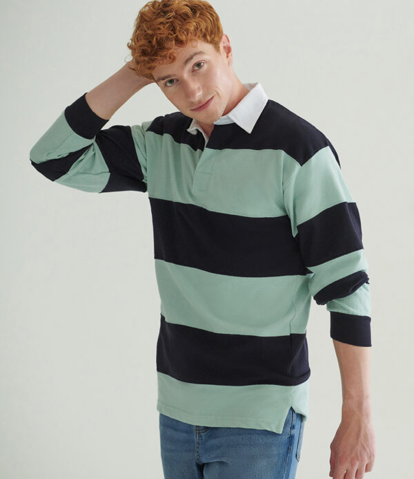 WH-BLANK-RG-UN-DuckEggNavy-lifestyle Striped Rugby Shirt