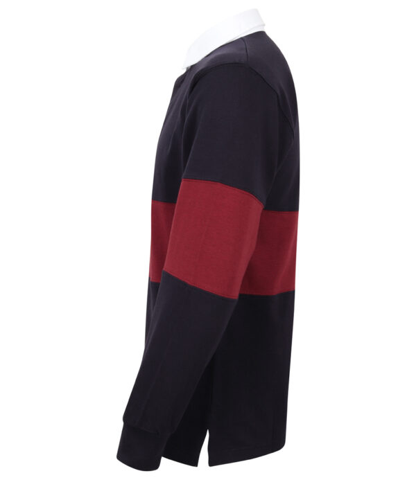 WH-BLANK-RG-UN-NavyBurgundy-left Panelled Rugby Shirt