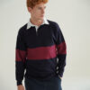 WH-BLANK-RG-UN-NavyBurgundy-model-front Panelled Rugby Shirt