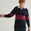 WH-BLANK-RG-UN-NavyBurgundy-model-right Panelled Rugby Shirt