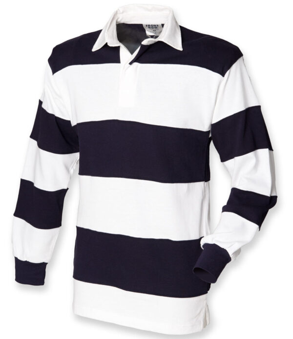 WH-BLANK-RG-UN-WhiteNavy-front Striped Rugby Shirt
