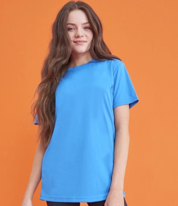 WH-BLANK-TS-KD-SapphireBlue-model-front Kids Sport Tshirt, Sapphire Blue