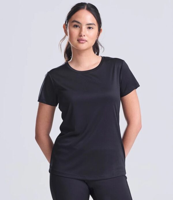 WH-BLANK-TS-LD-JetBlack-model-front Women's Smooth Sport Tshirt, Jet Black