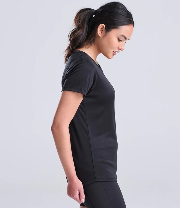 WH-BLANK-TS-LD-JetBlack-model-right Women's Smooth Sport Tshirt, Jet Black