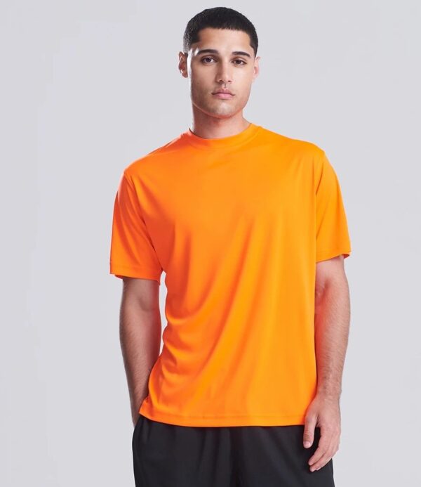 WH-BLANK-TS-UN-ElectricOrange-model-front Smooth Sport Tshirt, Electric Orange