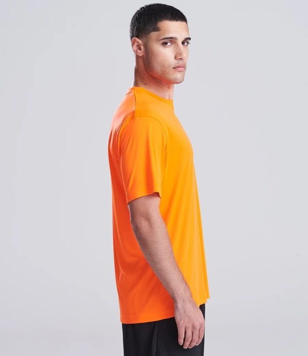 WH-BLANK-TS-UN-ElectricOrange-model-right Smooth Sport Tshirt, Electric Orange