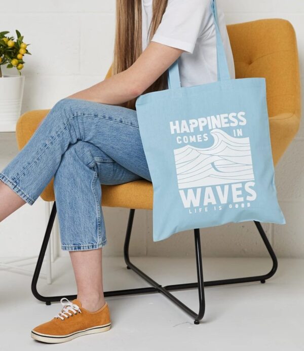 Cotton Long Handle Shopper, Light Blue