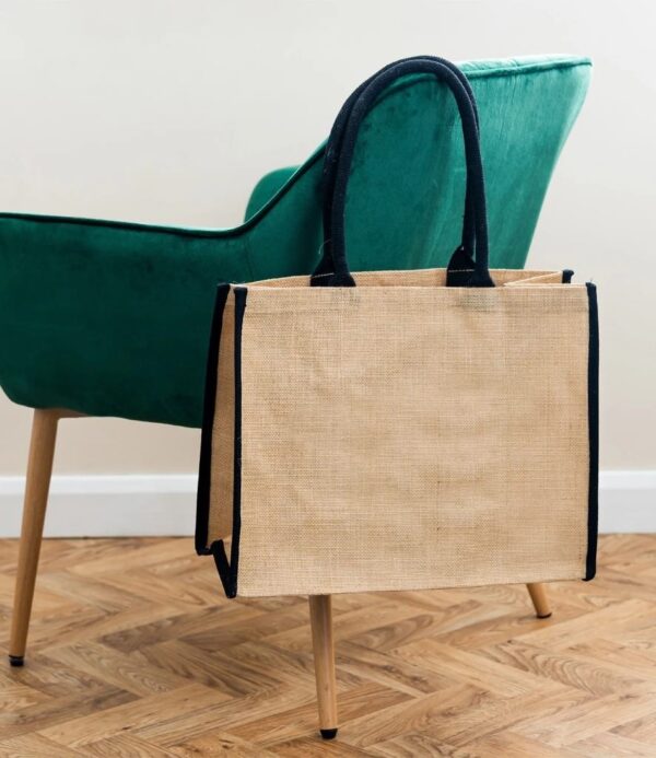 Jute Tipped Shopper, Natural/Black