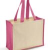 Jute and Canvas Shopper, Natural/Fuchsia