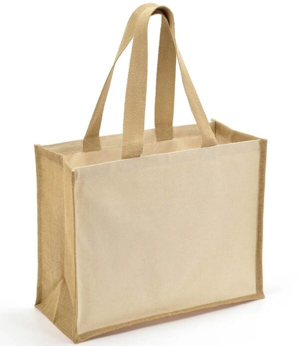 Jute and Canvas Shopper, Natural/Natural