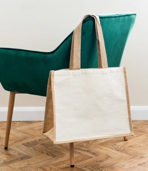 Jute and Canvas Shopper, Natural/Natural