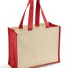 Jute and Canvas Shopper, Natural/Red