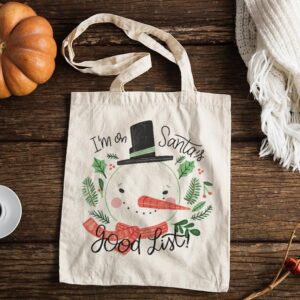 WH-CH023A-TT-UN-Natural-lifestyle Christmas Tote Bag, Santa's Good List