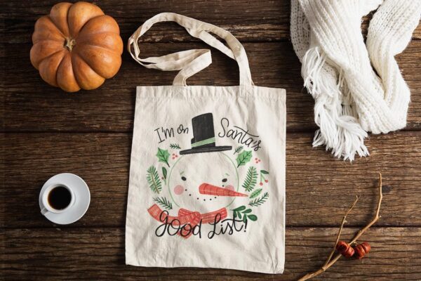 Christmas Tote Bag, Santa's Good List