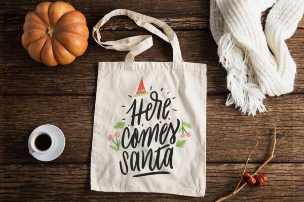 Christmas Tote Bag, Here Comes Santa